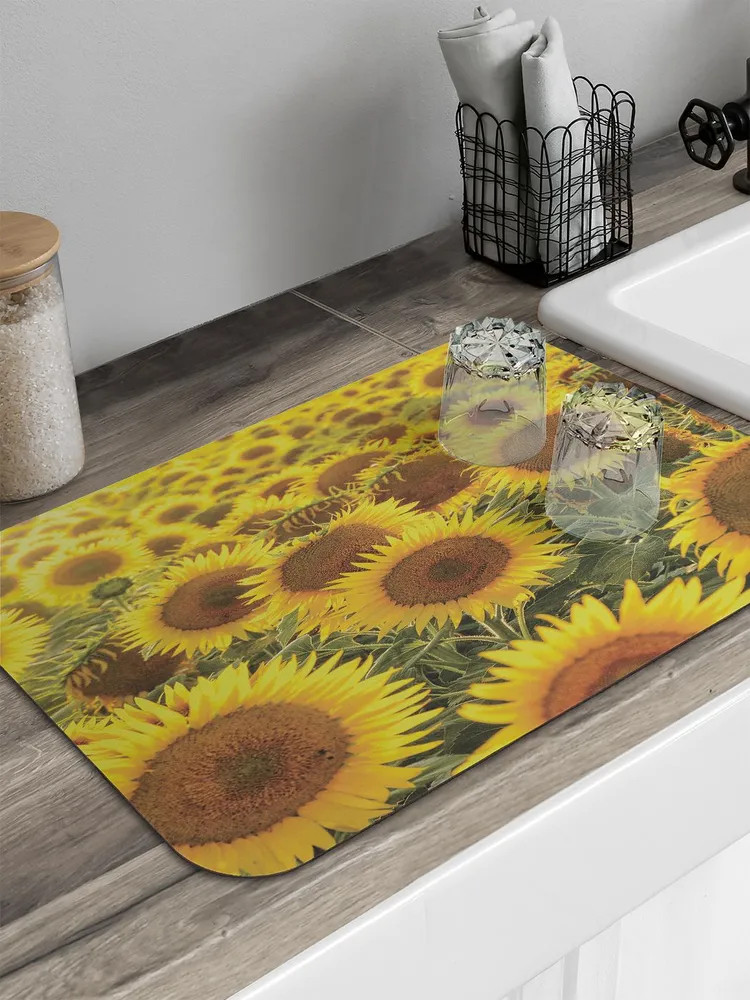 Коврик для сушки посуды «Поле подсолнухов» | Поле подсолнухов | JoyArty