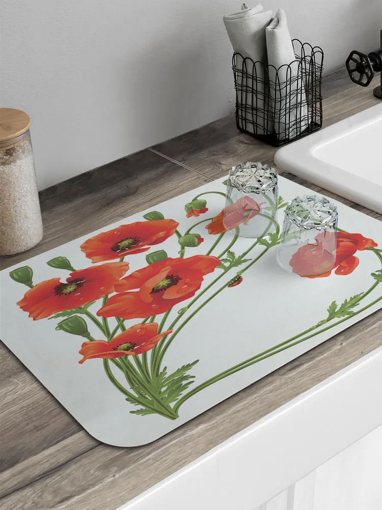 Коврик для сушки посуды «Букет маков» | Букет маков | JoyArty