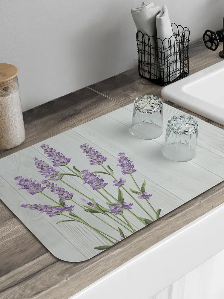 Коврик для сушки посуды «Лаванда у забора» | Лаванда у забора | JoyArty