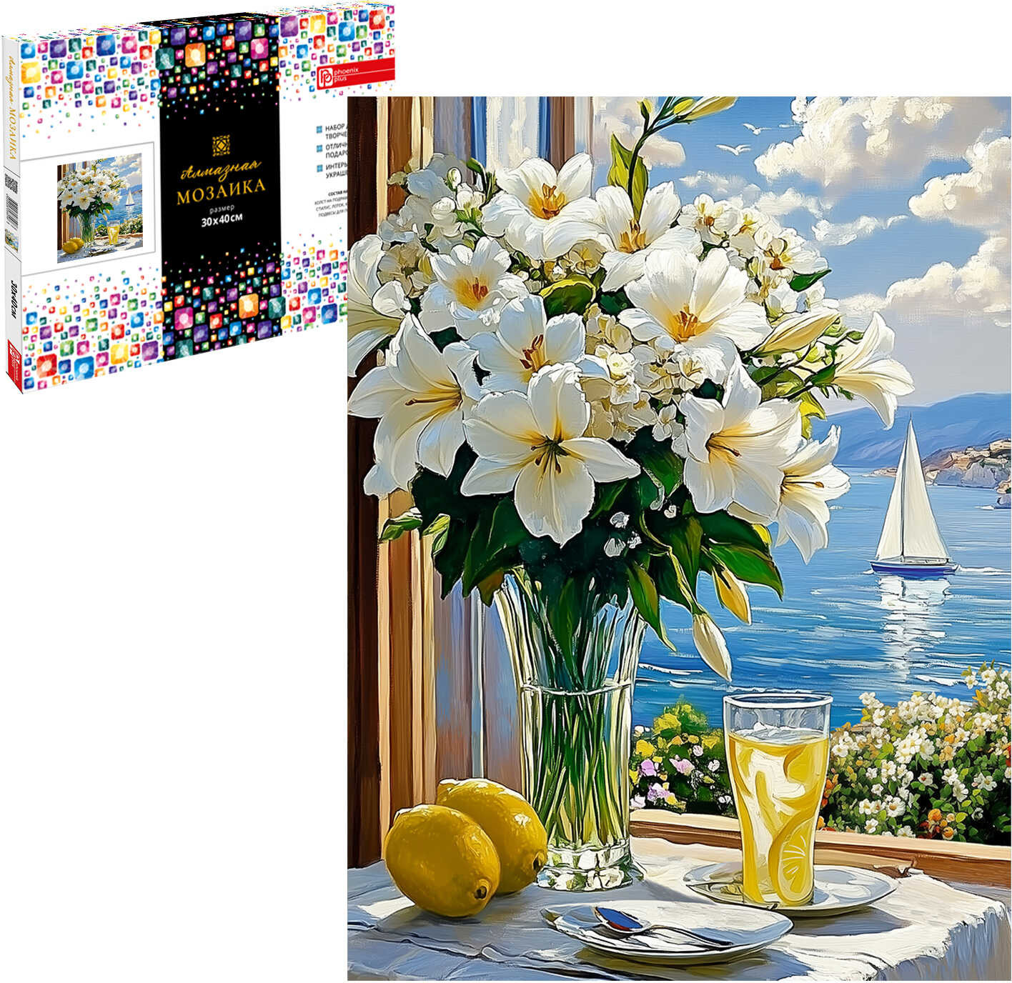 Мозаика алмазная с подрамником «Букет лилий» | Феникс +