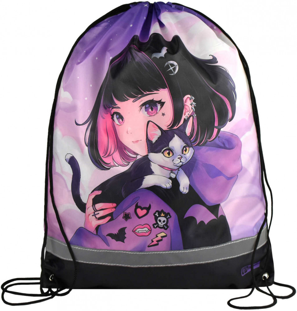 Мешок для сменной обуви «Брюнетка на закате» | Аниме с котиками | Феникс +