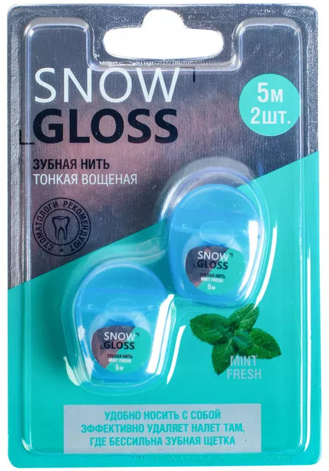 Зубная нить тонкая вощеная «Mint Fresh» | Snow Gloss