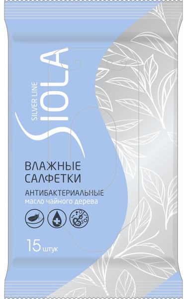 Салфетки влажные антибактериальные с маслом чайного дерева | Silver line | Siola
