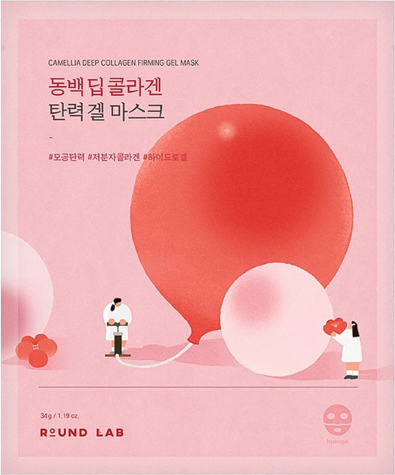 Укрепляющая гидрогелевая маска для лица с камелией «Camellia Deep Collagen Firming Gel Mask» | Round Lab