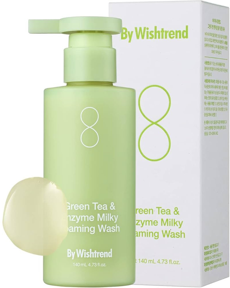 Энзимное средство для умывания с зелёным чаем «Green Tea & Enzyme Milky Foaming Wash» | By Wishtrend