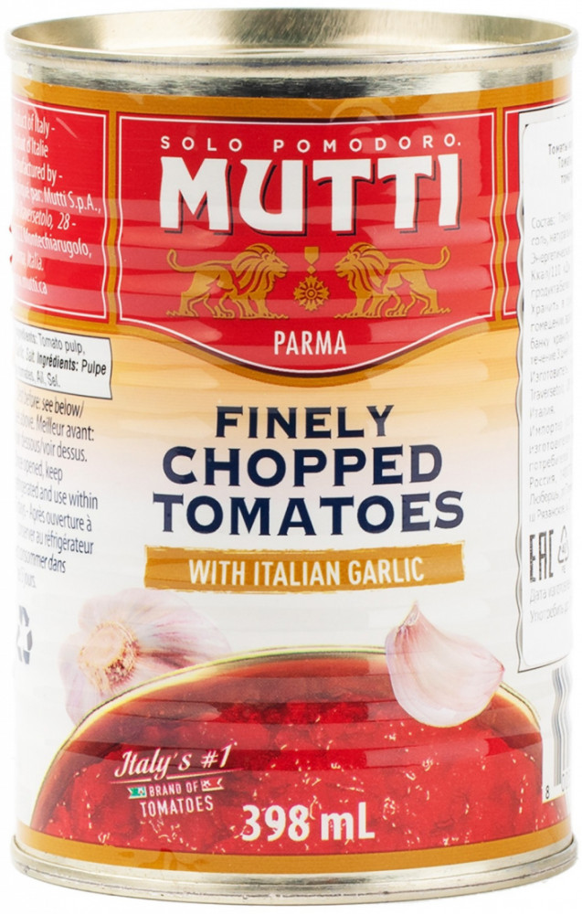 Томаты резаные кубиками в томатном соке с чесноком | Mutti