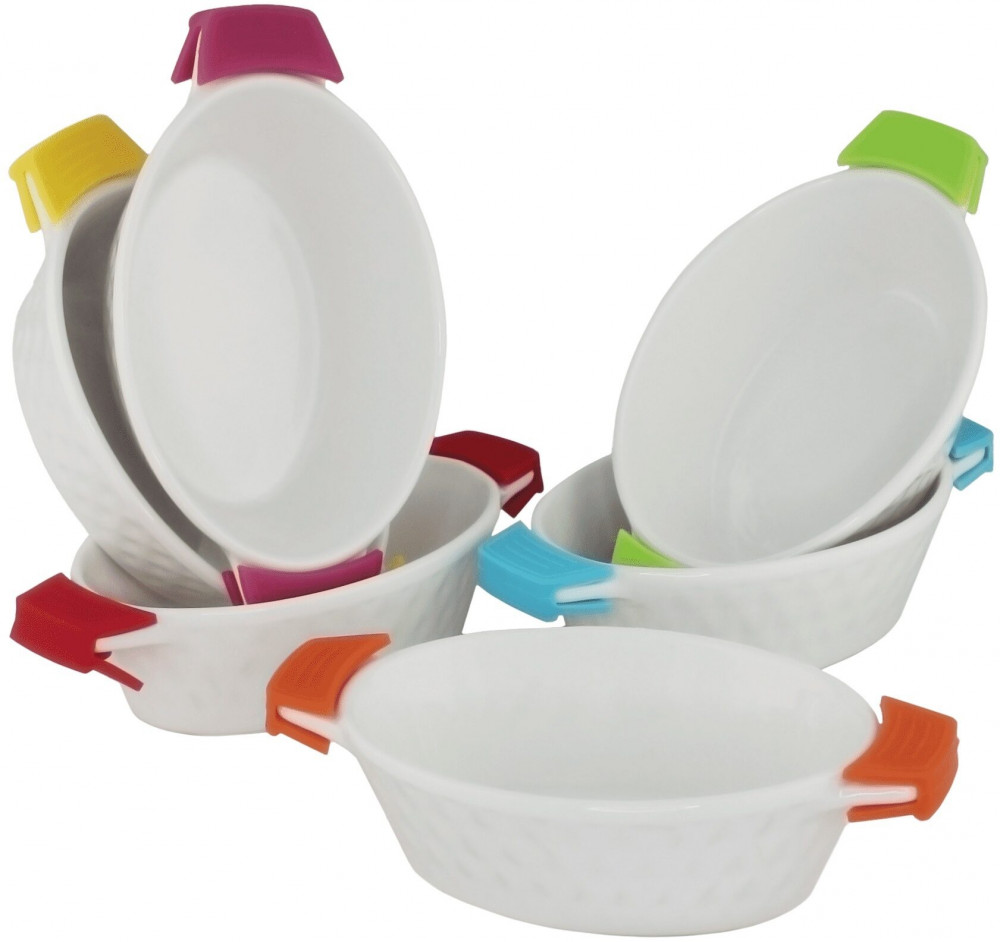 Набор овальных салатников с силиконовыми ручками «Жаропрочный фарфор» | Жаропрочный фарфор | Lenardi