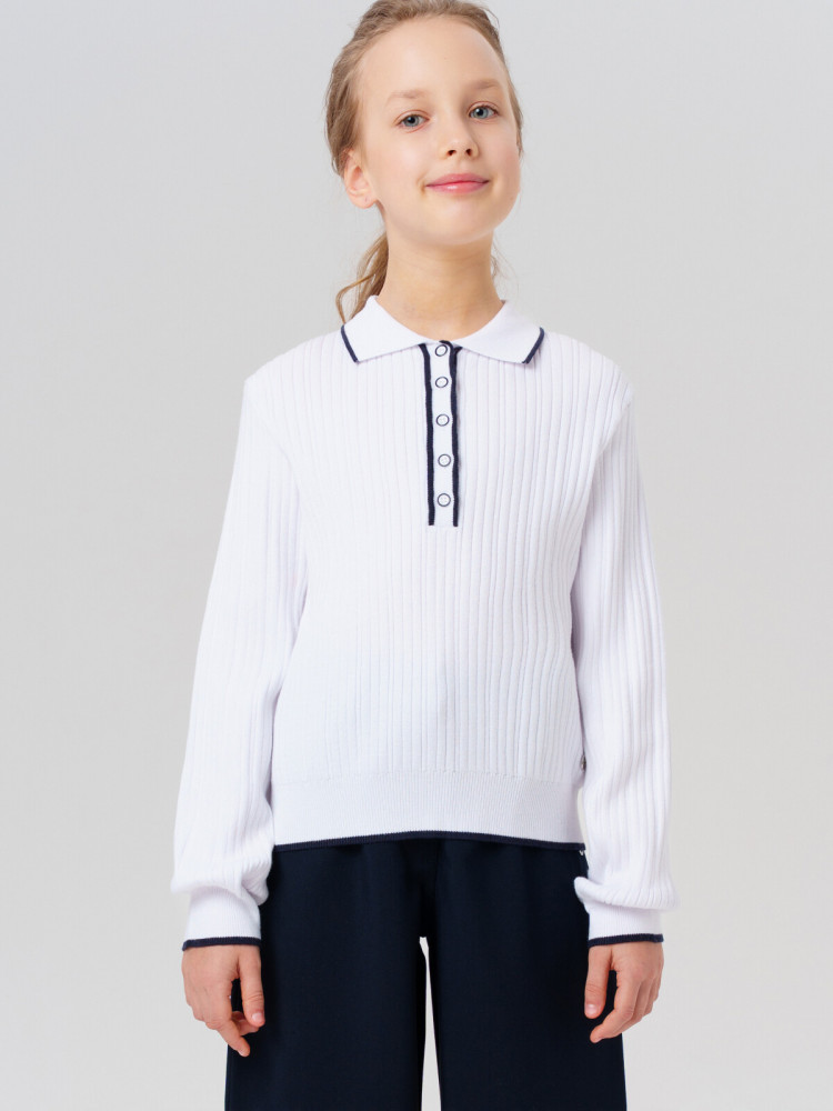 Джемпер с воротником-поло для девочек | PlayToday