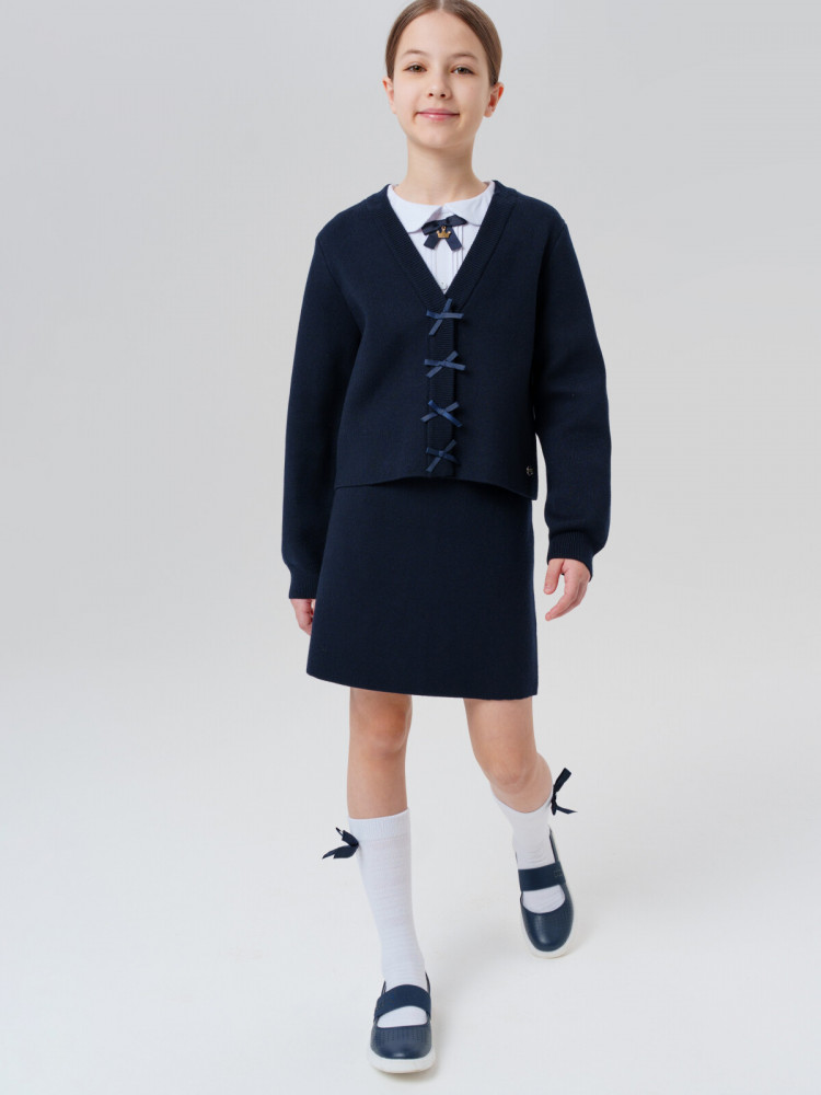 Комплект трикотажный для девочек: кардиган, юбка | PlayToday