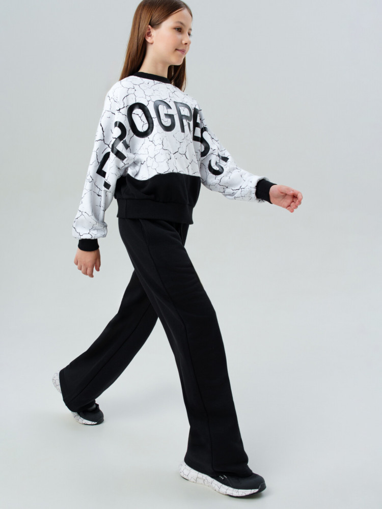 Комплект трикотажный для девочек: толстовка, брюки | PlayToday