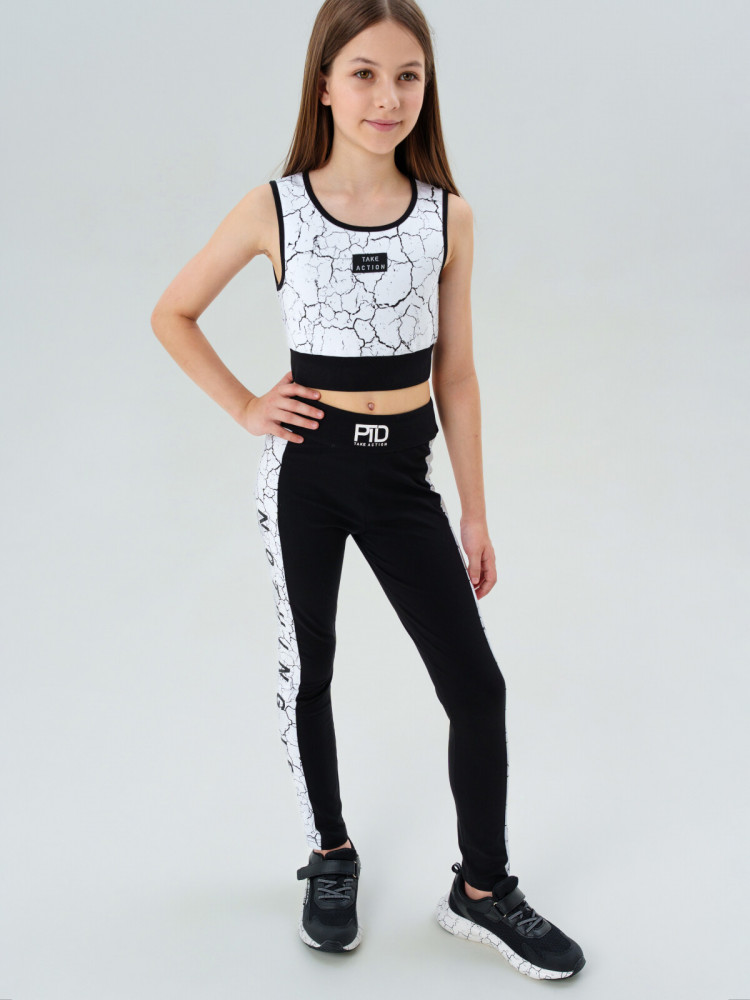 Комплект трикотажный для девочек: топ, легинсы | PlayToday