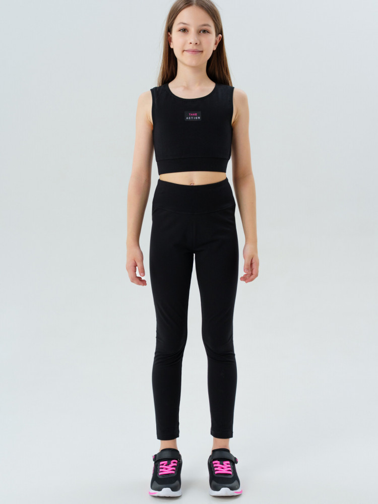 Комплект трикотажный для девочек: топ, легинсы | PlayToday