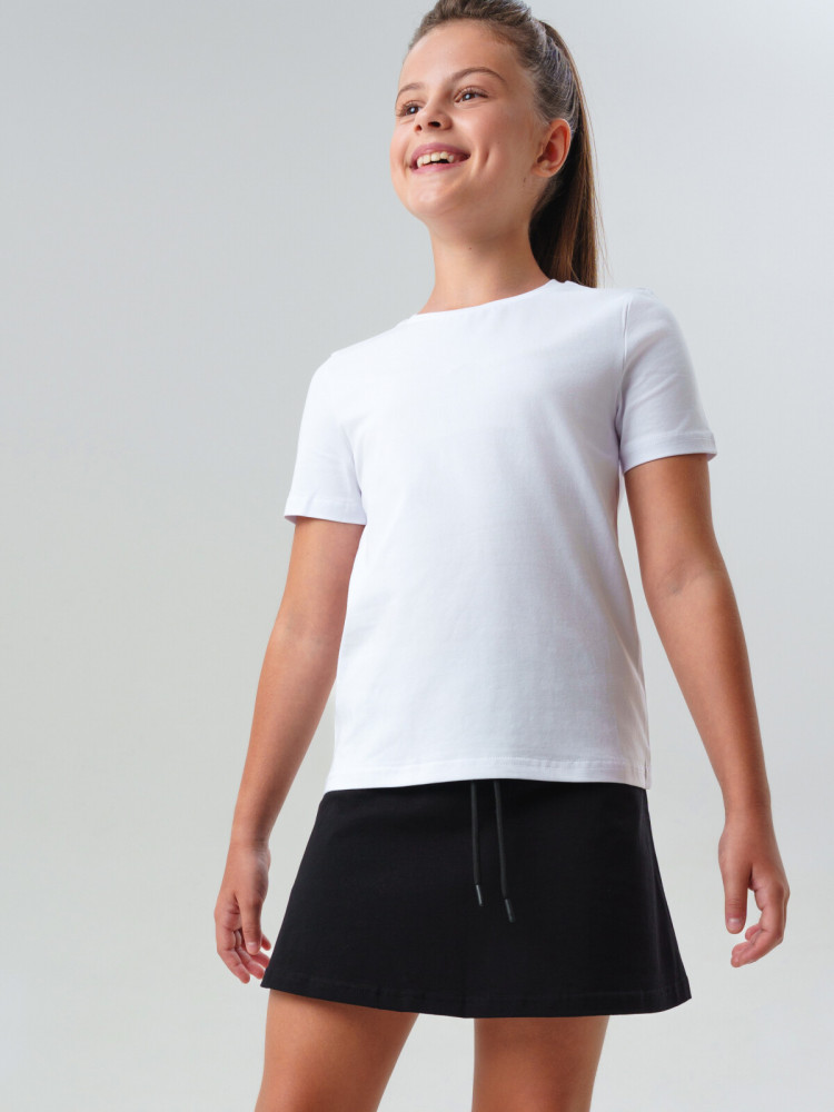 Комплект трикотажный для девочек: футболка, юбка-шорты | PlayToday