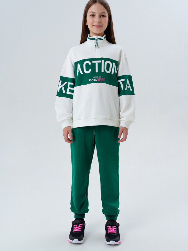 Комплект трикотажный для девочек: толстовка, брюки | PlayToday