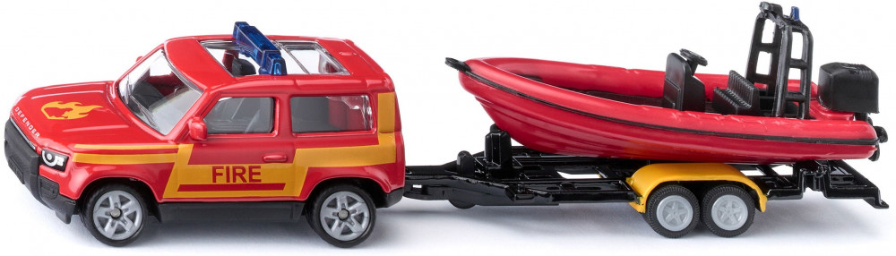 Набор «Пожарная машина Land Rover Defender с лодкой» | Siku