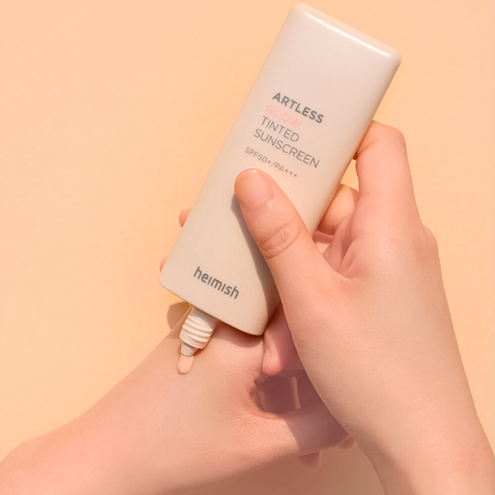 Крем для лица с сияющим финишем тонирующий «Artless Glow Tinted Sunscreen» SPF50+ PA+++ | Heimish