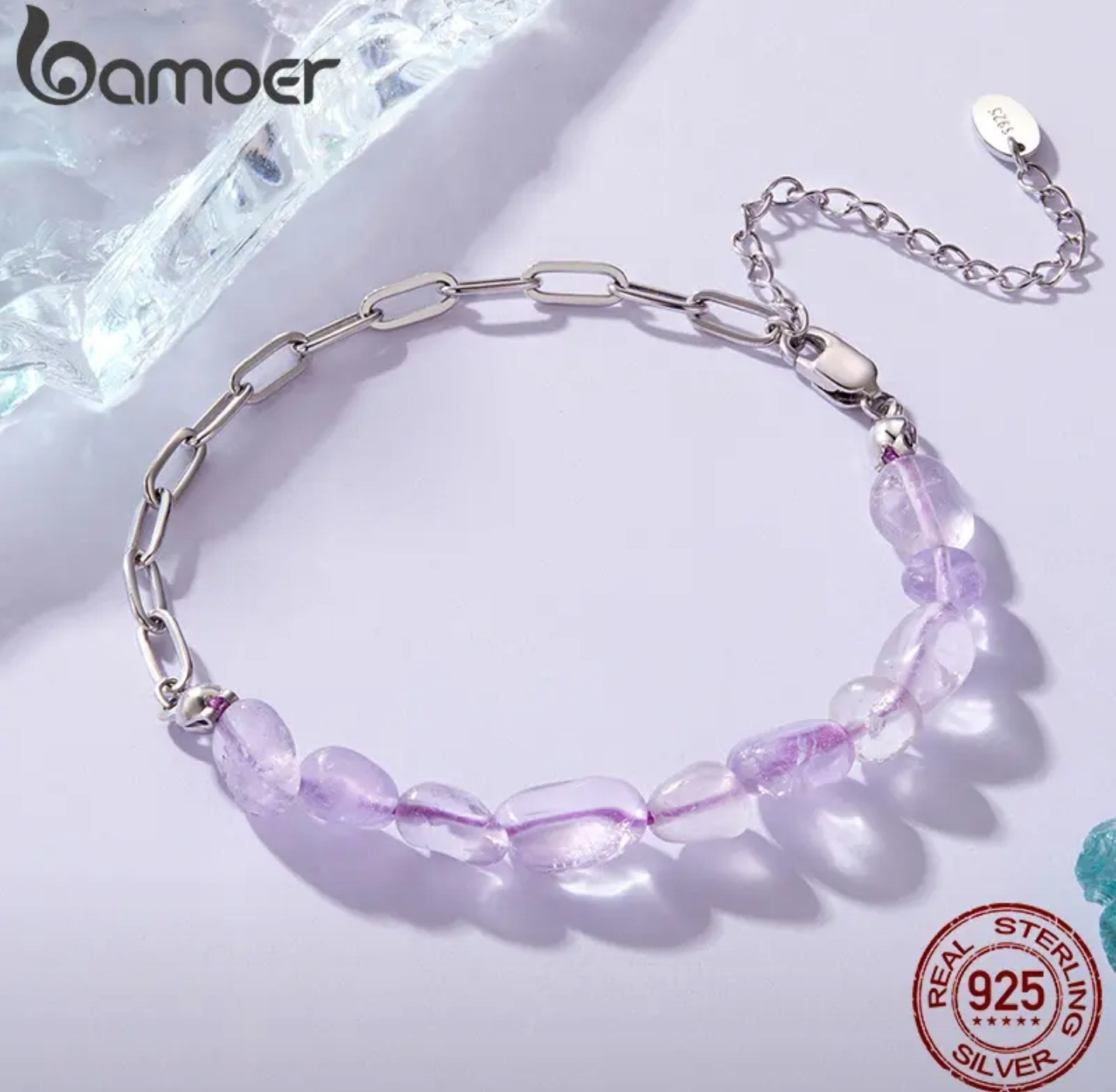 Браслет из серебра с кристаллами | Bamoer