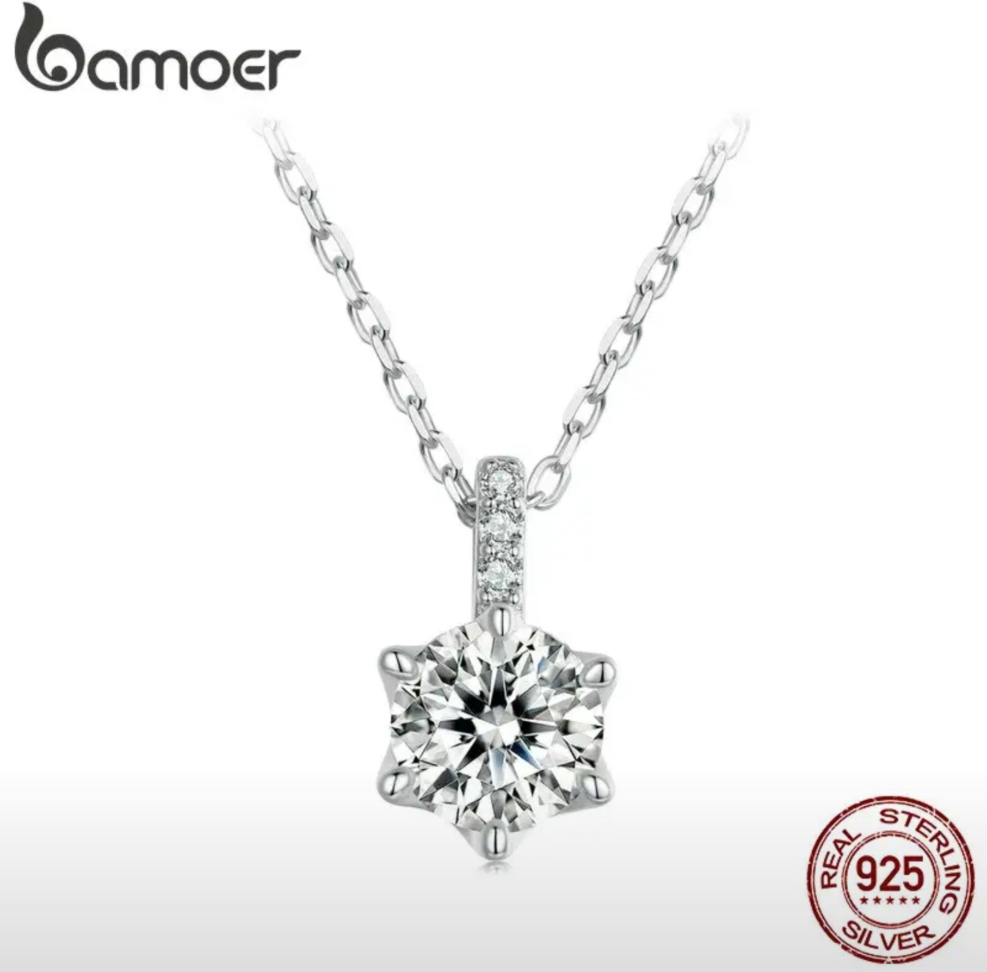 Колье с муассанитом | Bamoer