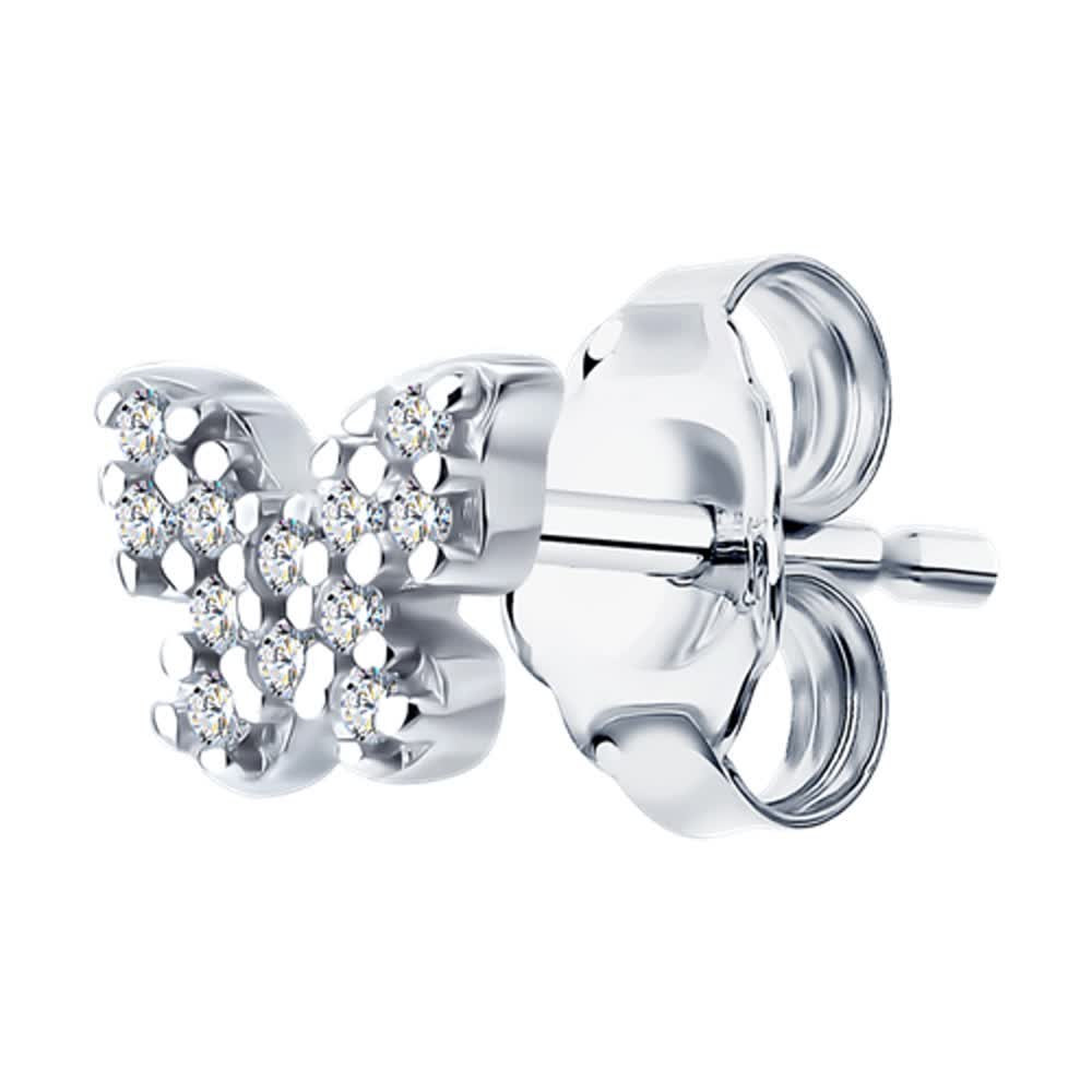 Серьга из серебра с фианитами | SKLV | SOKOLOV