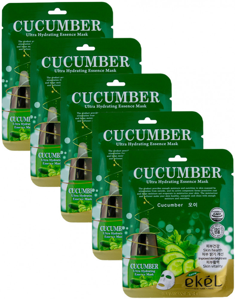 Набор масок для лица «Cucumber Ultra Hydrating Essence Mask» | Ekel
