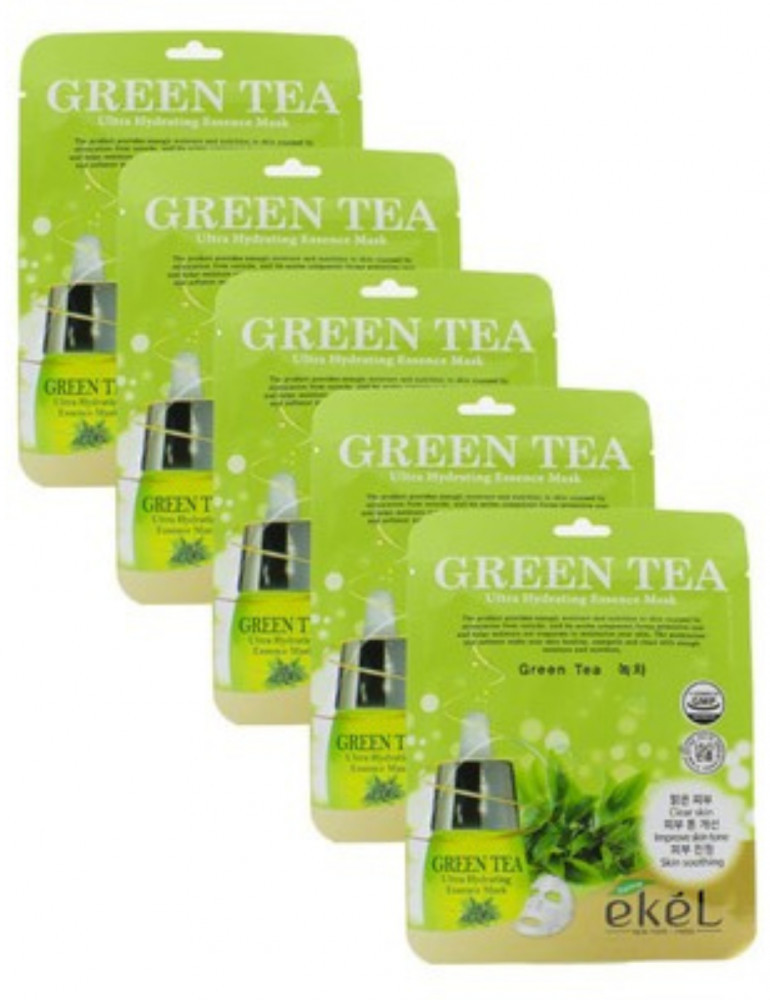 Набор масок для лица «GreenTea Ultra Hydrating Essence Mask» | Ekel