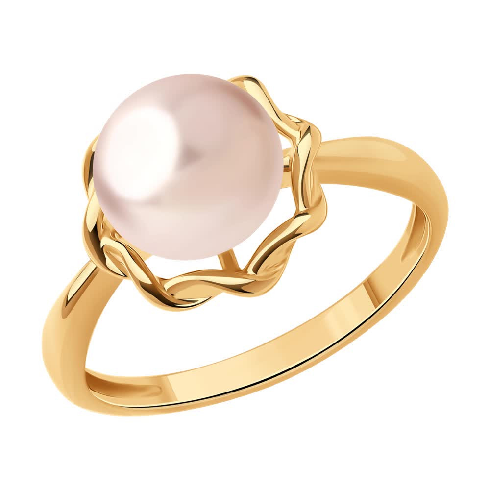 Кольцо из золочёного серебра с жемчугом | Diamant