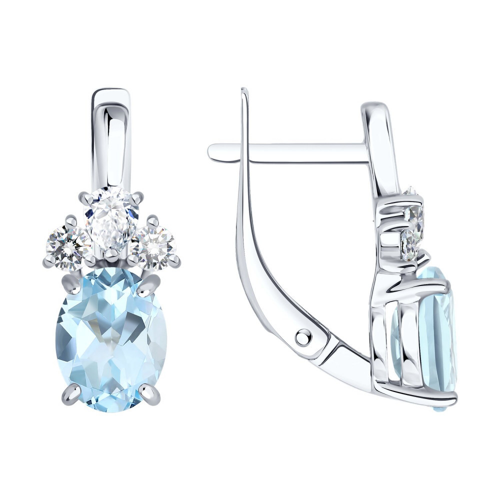 Серьги из серебра с топазами и фианитами | SOKOLOV