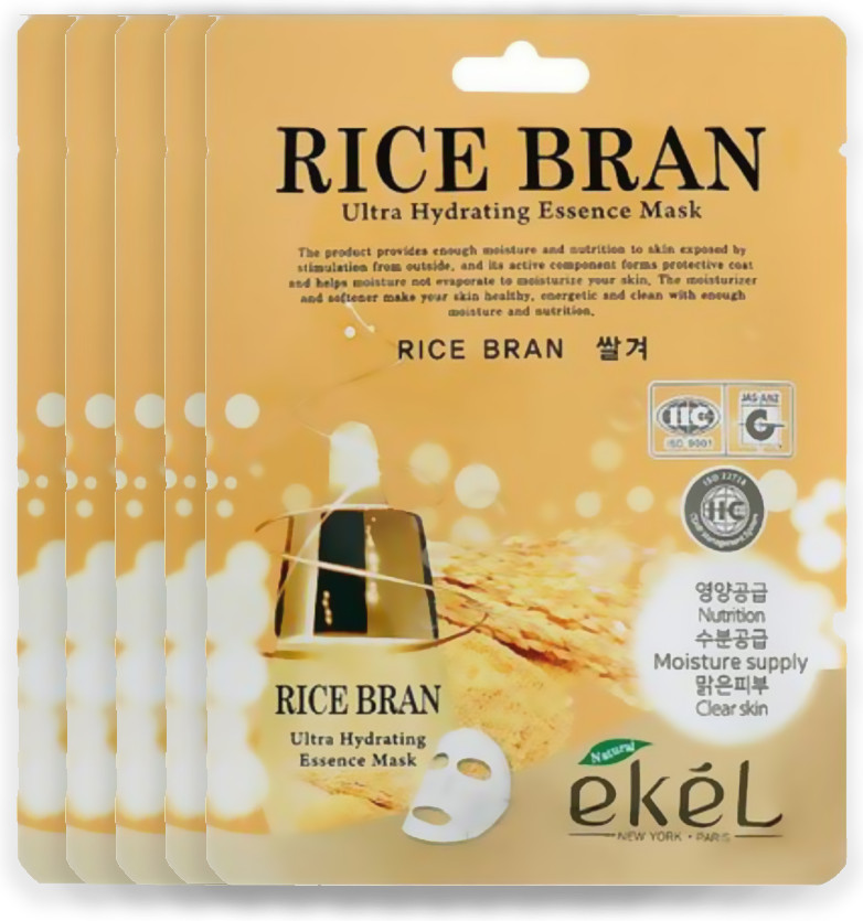 Набор масок для лица «Rice Bran Ultra Hydrating Essence Mask» | Ekel