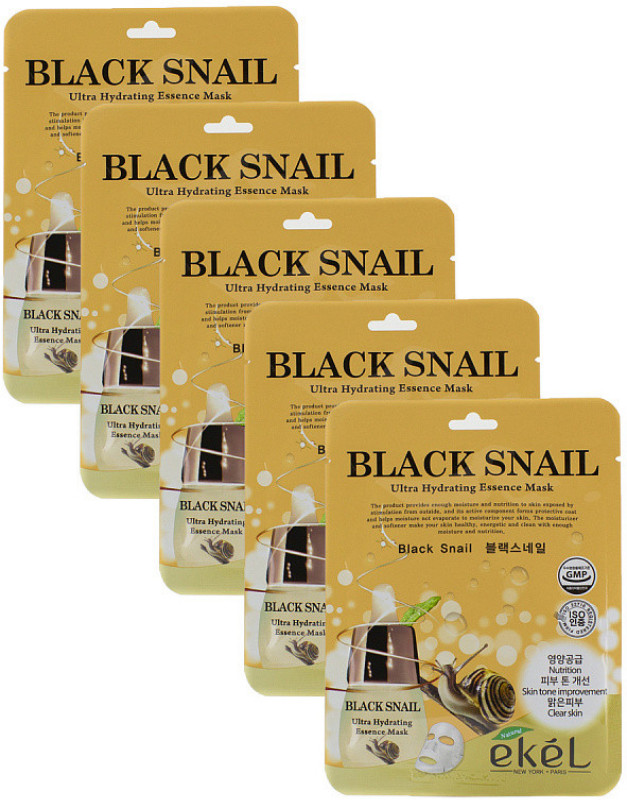 Набор масок для лица «Black Snail Ultra Hydrating Essence Mask» | Ekel