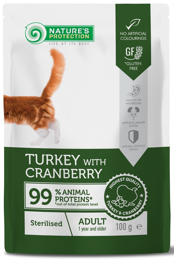 Корм для взрослых стерилизованных кошек с индейкой и клюквой «Sterilised Cats with Turkey and Cranberry» | Nature's Protection