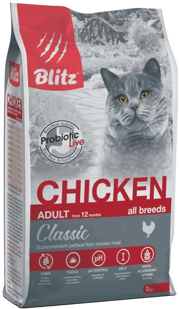 Корм для кошек «Classic Adult Курица» | Blitz