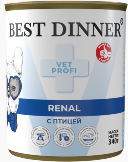 Корм влажный при заболеваниях почек у взрослых собак с птицей | Best Dinner