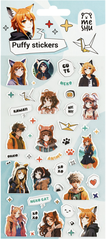 Наклейки объемные многоразовые «Neko» | Аниме | Meshu