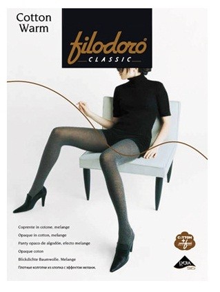 Меланжевые колготки «Cotton Warm» с лайкрой 3D | Filodoro