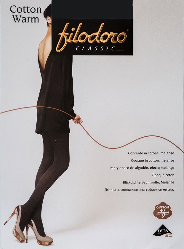 Меланжевые колготки «Cotton Warm» с лайкрой 3D | Filodoro