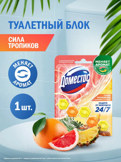 Блок для очищения унитаза «Сила тропиков: грейпфрут и ананас»