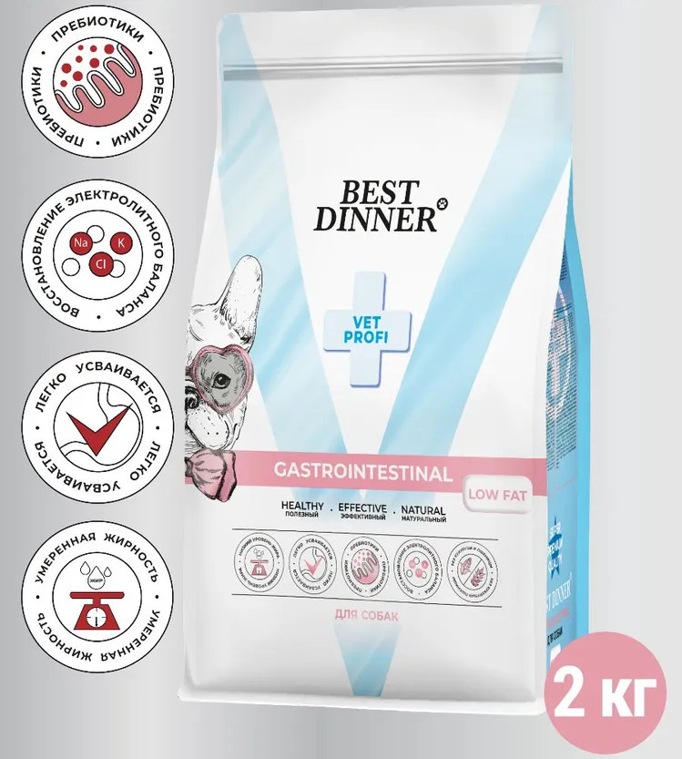 Корм для собак диетический при нарушениях пищеварения «Gastrointestinal Low Fat» | Vet profi | Best Dinner