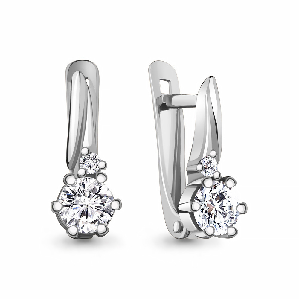 Серьги из серебра с фианитами | Aquamarine