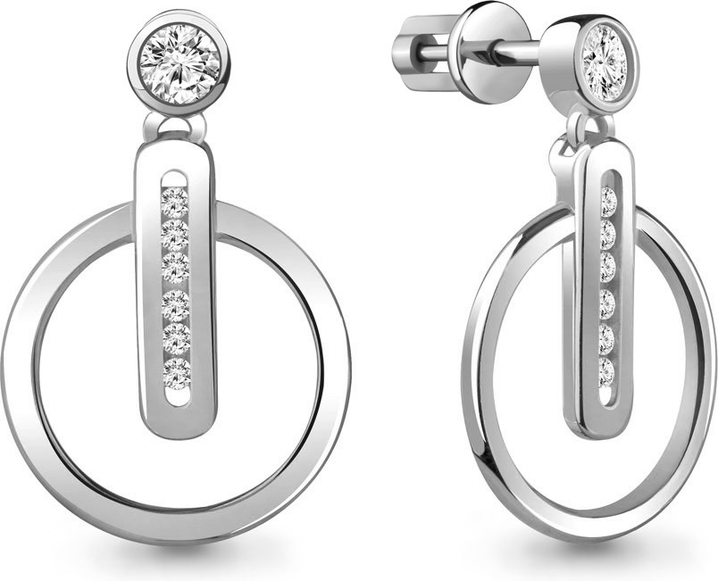 Серьги из серебра с фианитами | Aquamarine