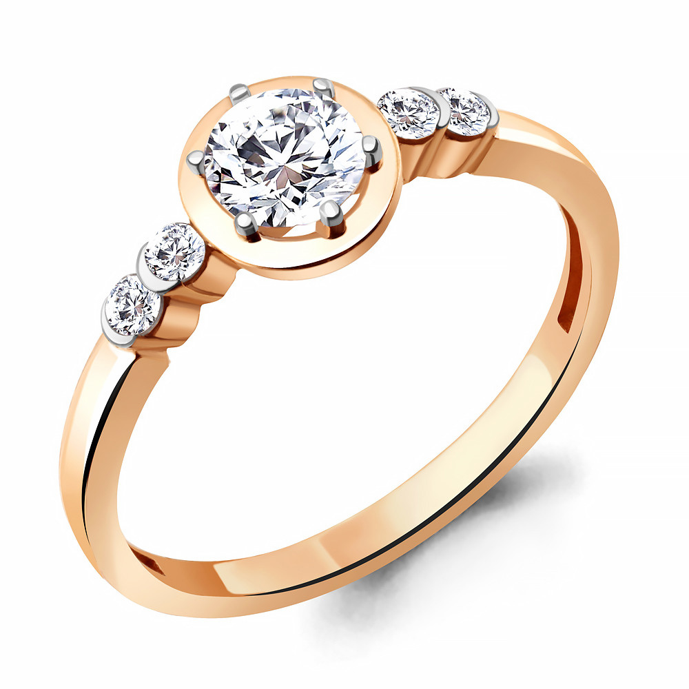 Кольцо из золочёного серебра с фианитами | Aquamarine