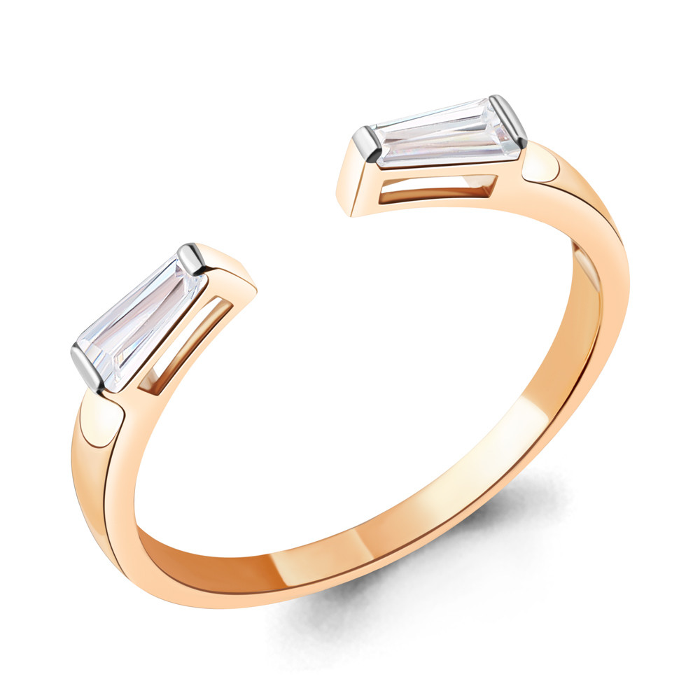 Кольцо из золочёного серебра с фианитами | Aquamarine