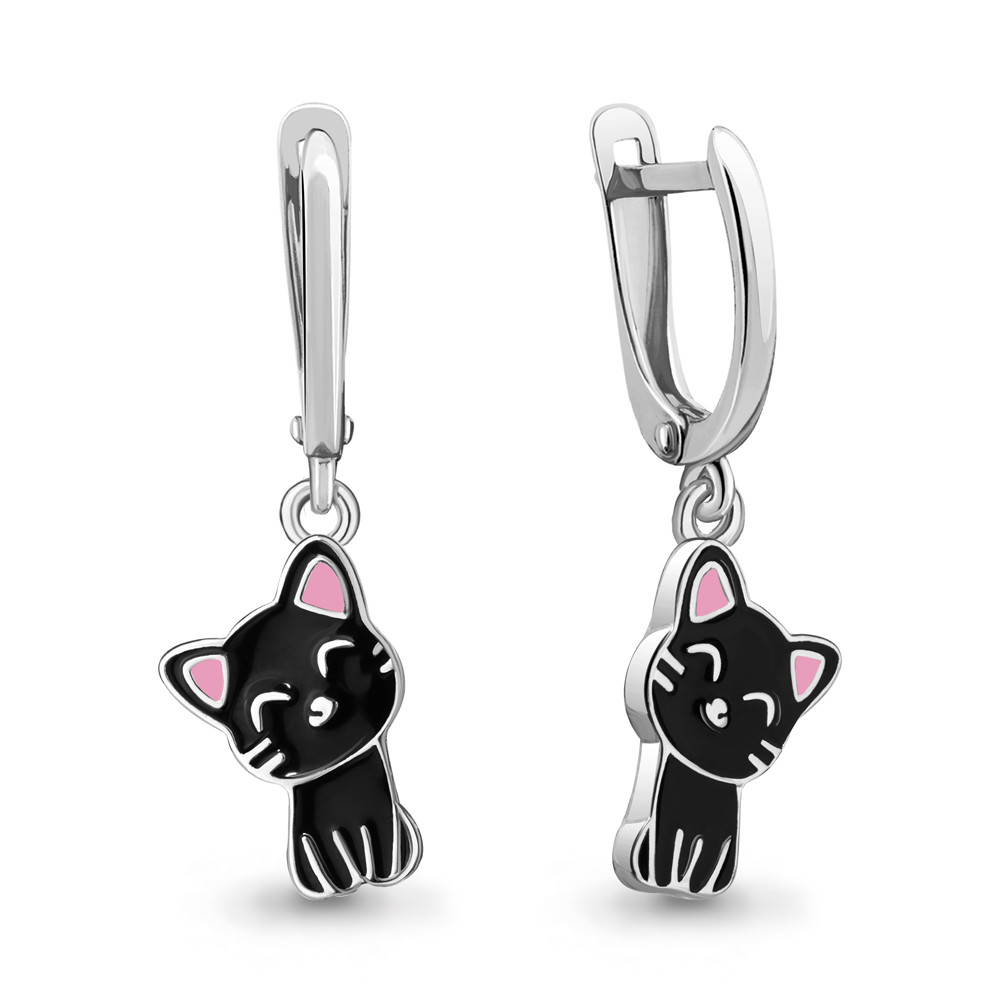 Серьги из серебра с эмалью | Happy | Aquamarine