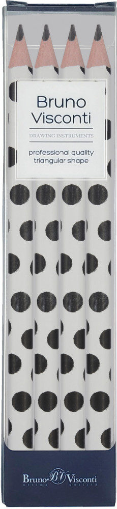 Набор карандашей чернографитовых «HappyGraphix jumbo. Black polka dots» | Bruno Visconti