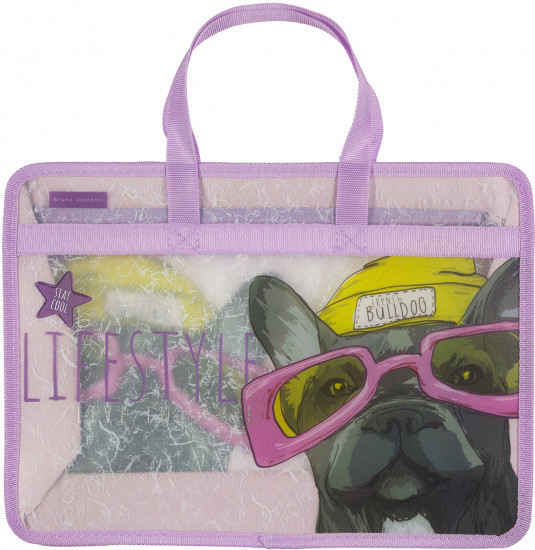 Папка-портфель на молнии «Псы на стиле. Бульдог»