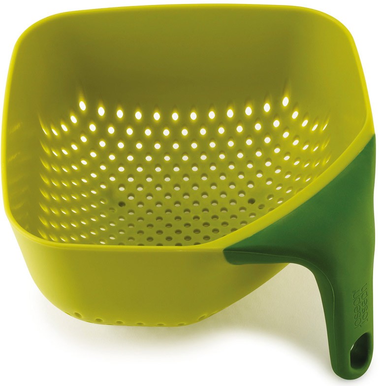 Дуршлаг квадратный с ручкой — подставкой, средний зеленый (ver.2) | Square Colander | Joseph Joseph