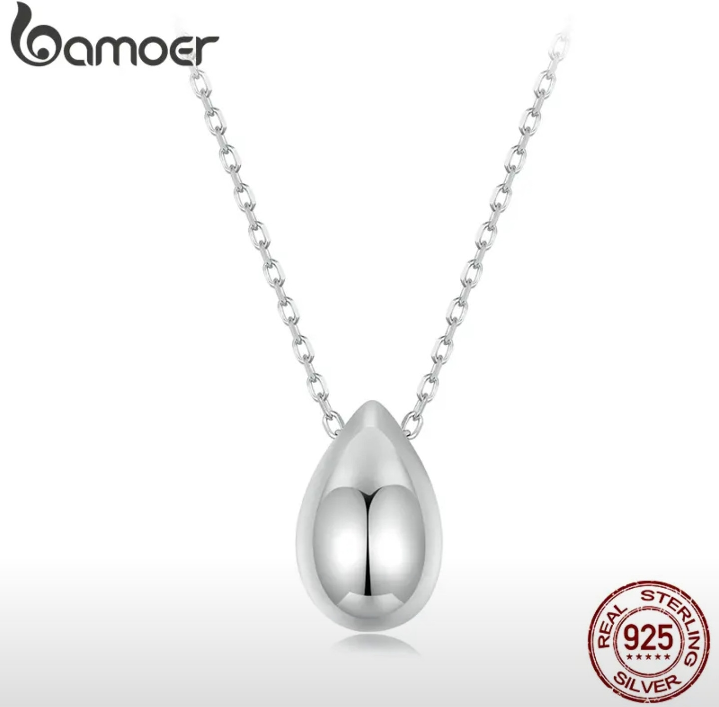 Колье из серебра «Капля» | Bamoer
