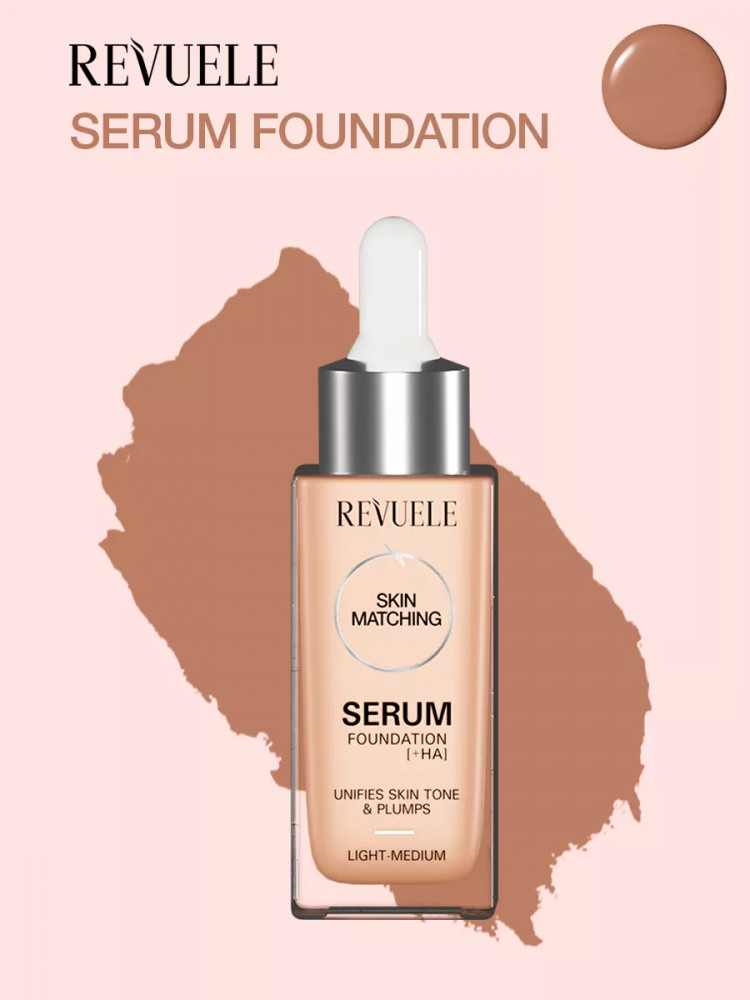 Тональный гиалуроновый крем с дроппером « Serum Foundation + HA», оттенок Light-Medium | Revuele