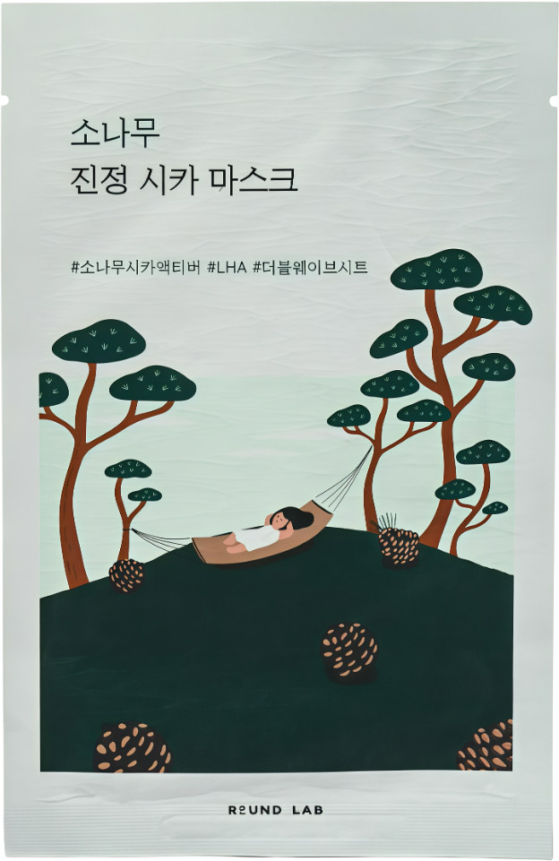 Успокаивающая маска с экстрактами сосны и центеллы «Pine Calming Cica Mask Sheet» | Round Lab