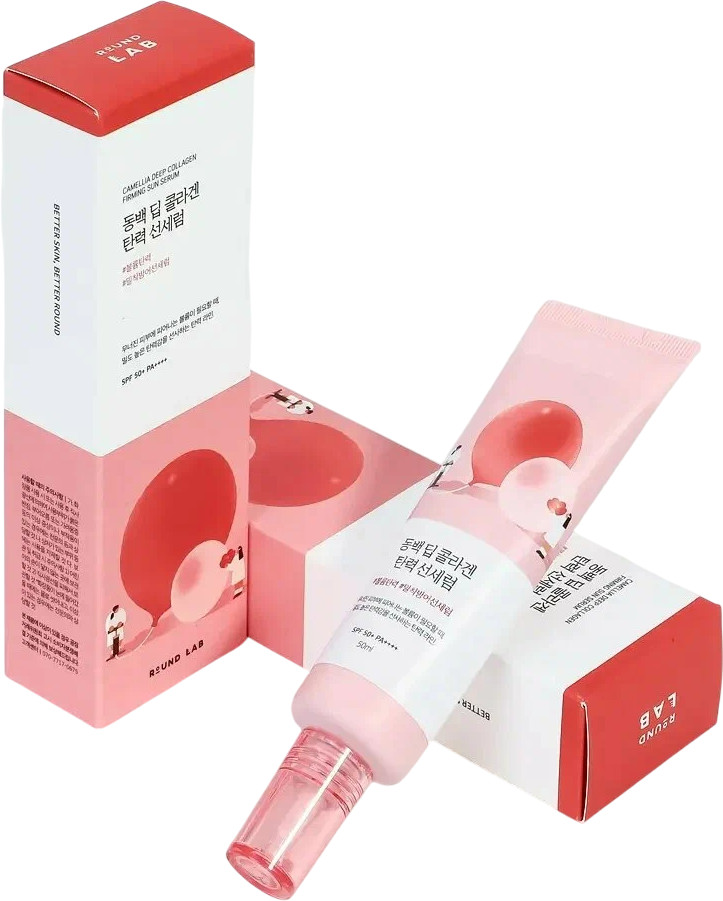 Солнцезащитная сыворотка с камелией и коллагеном «Camellia Deep Collagen Firming Sun Serum SPF50» | Round Lab