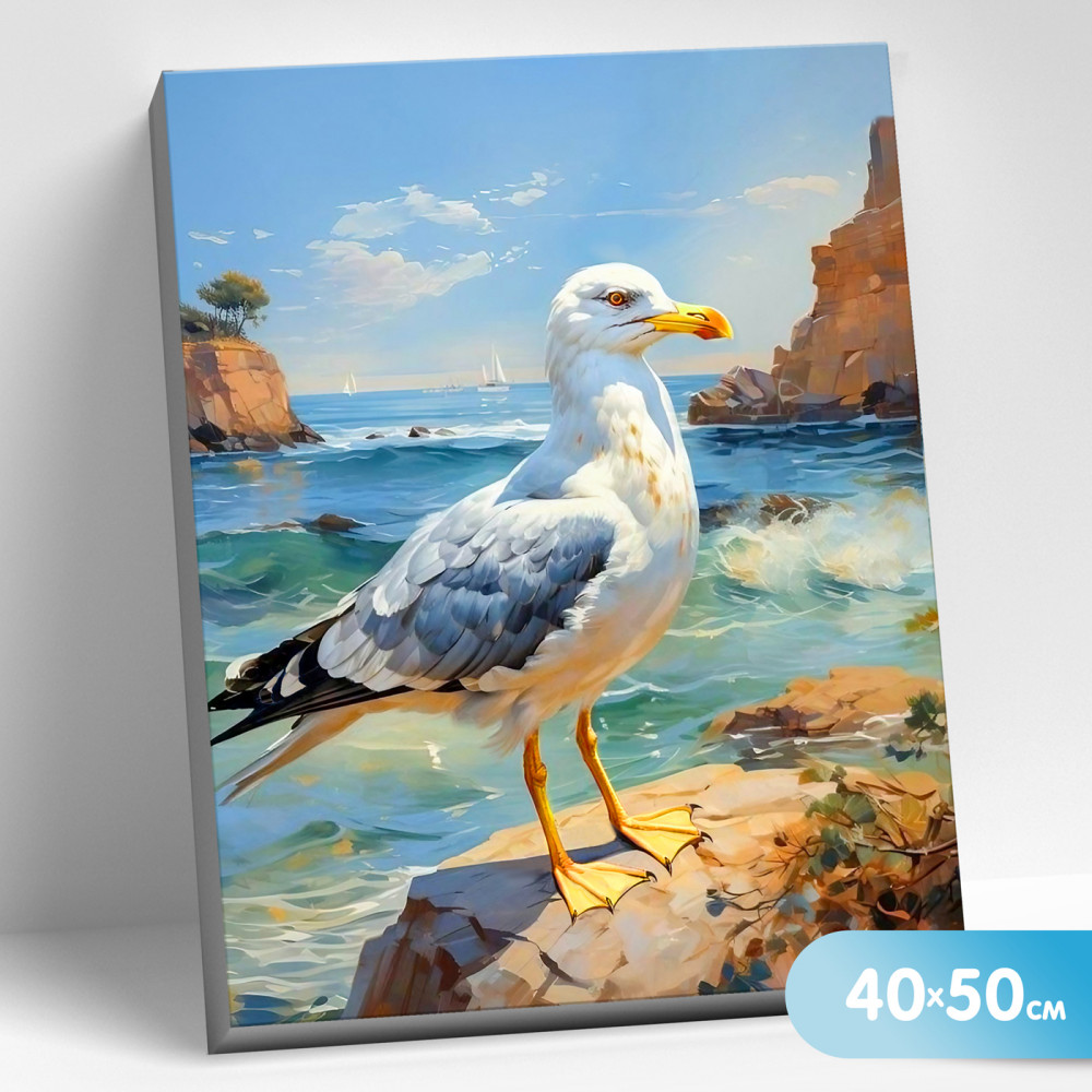 Картина по номерам «Чайка на море» | Molly